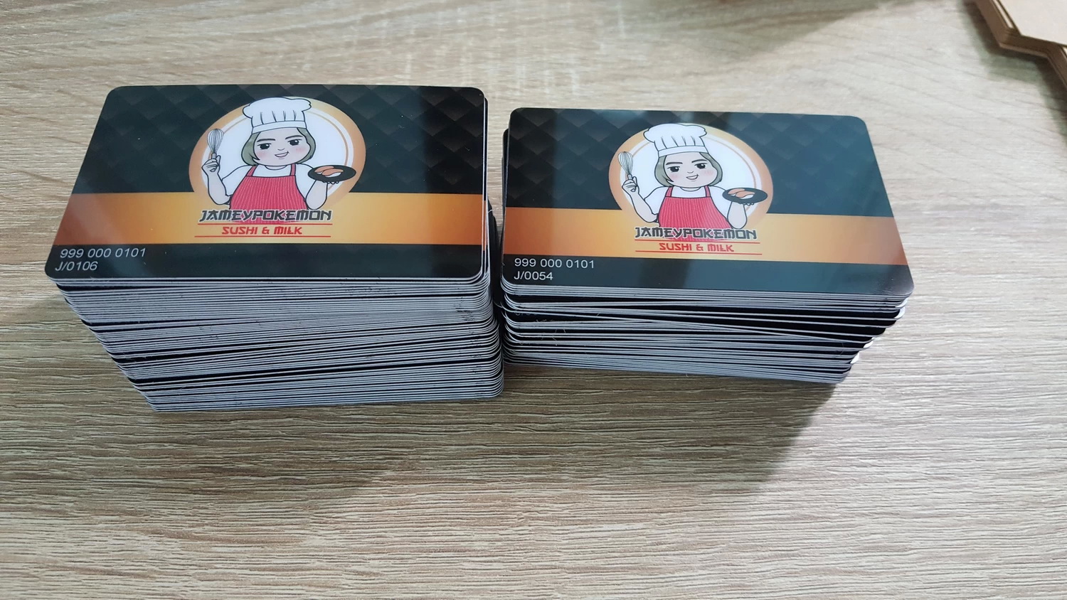 ตัวอย่างบัตรสมาชิกร้านอาหาร พิมพ์ชื่อและหมายเลขสมาชิก